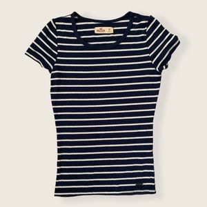 Hollister navy and white striped tee XS
